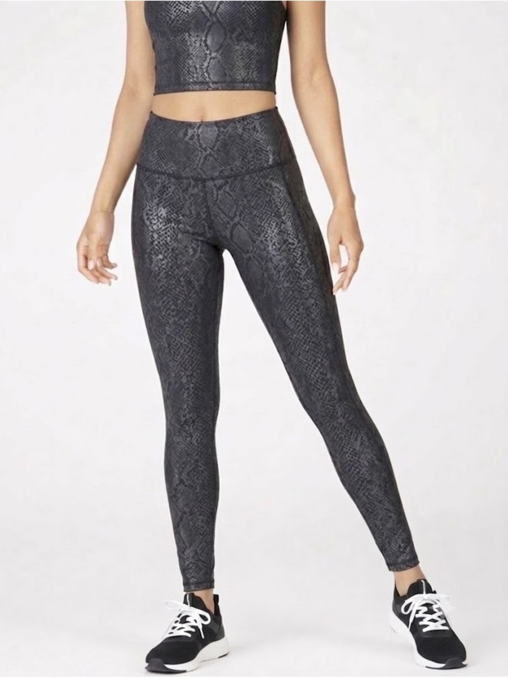 Victoria Sport Black with Gray Snakeskin Print Yoga Pants